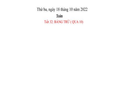 Bài giảng Toán Lớp 2 -Tiết 32, Bài 12: Bảng trừ qua 10 - Năm học 2022-2023