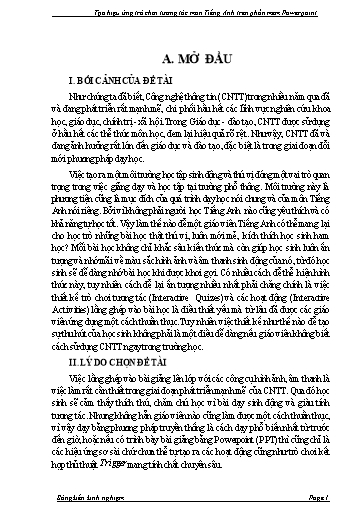 Tạo hiệu ứng trò chơi tương tác môn Tiếng Anh trên phần mềm Powerpoint