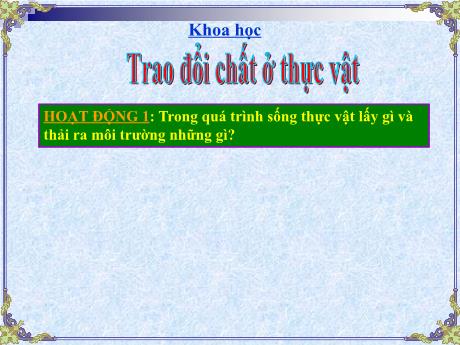 Bài giảng Khoa học Lớp 4 - Bài 61: Trao đổi chất ở thực vật