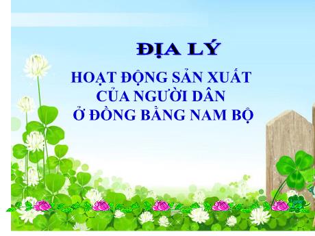 Bài giảng Lịch sử và Địa lí Lớp 4 - Bài: Hoạt động sản xuất của người dân ở đồng bằng Nam Bộ - Năm học 2021-2022