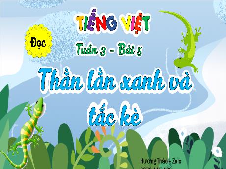 Bài giảng môn Tiếng Việt Lớp 4 (Đọc) - Tuần 3, Bài 5: Thằn lằn xanh và tắc kè