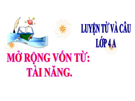 Bài giảng Tiếng Việt Lớp 4 (Luyện từ và câu) - Tuần 19, Bài: Mở rộng vốn từ Tài năng - Năm học 2021-2022