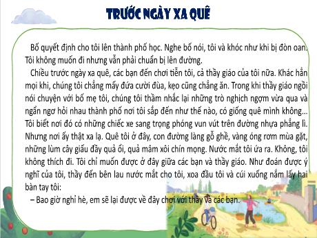 Bài giảng Tiếng Việt Lớp 4 (Tập đọc) - Bài: Trước ngày xa quê