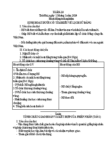 Giáo án Lớp 4 - Tuần 20 - Năm học 2023-2024 - Nguyễn Thị Bích Thủy