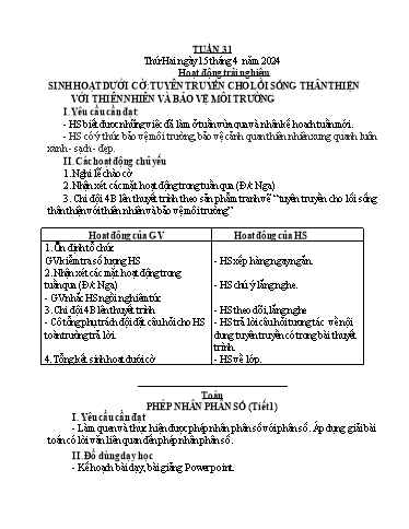 Giáo án Lớp 4 - Tuần 31 - Năm học 2023-2024